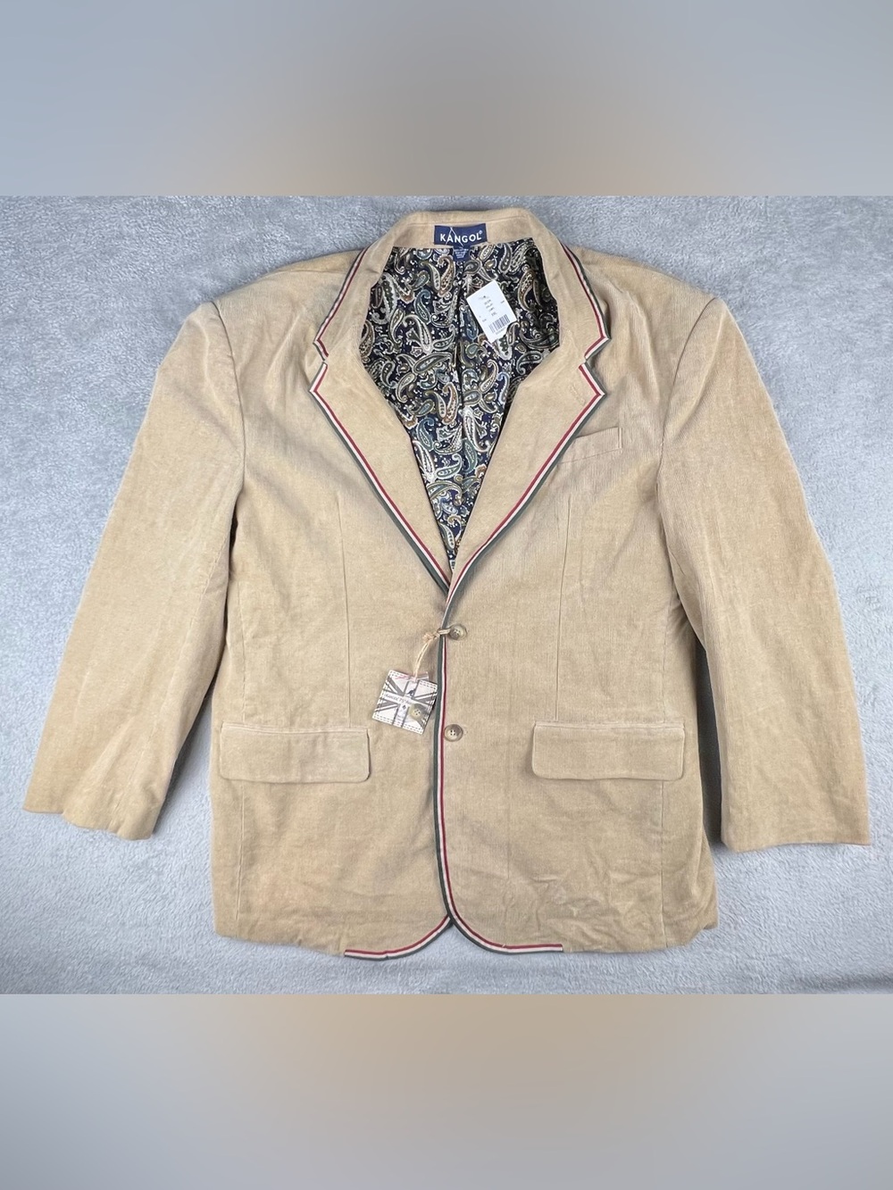Kangol Men Corduroy Sports Coat Blazer Jacket Size XXL Tan Beige Y2K Academia
